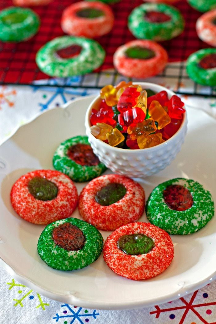 Christmas Thumbprint Cookies
 Gummy Bear Thumbprint Cookies • Food Folks and Fun