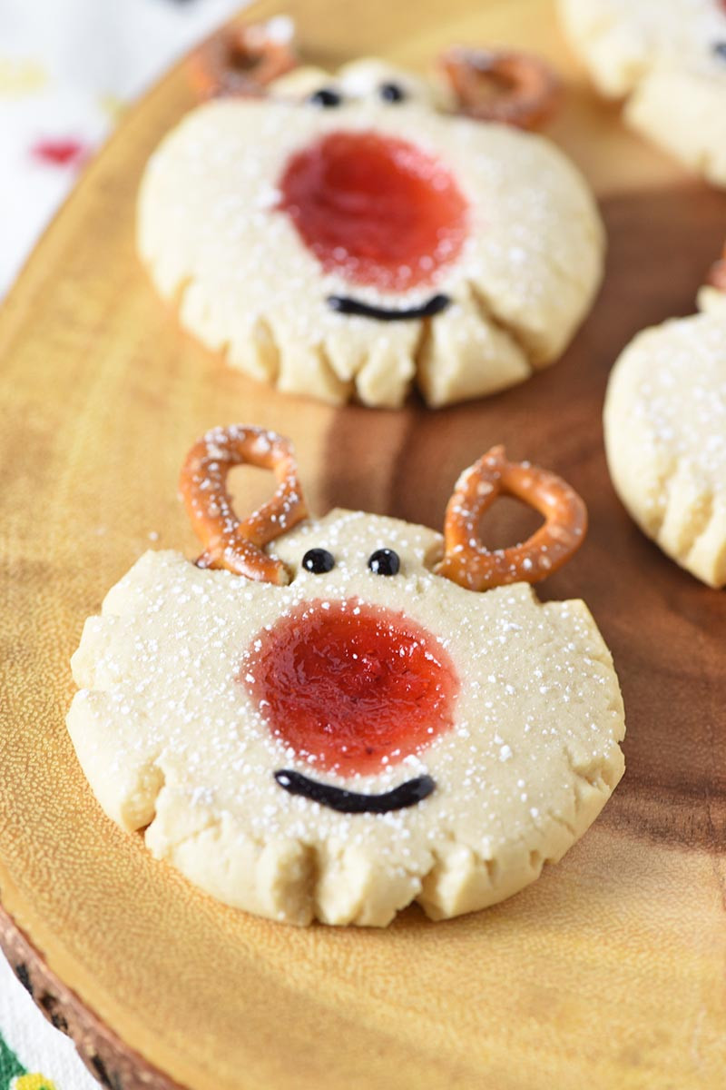 Christmas Thumbprint Cookies
 Red Nosed Reindeer Thumbprint Cookies Adventures of Mel