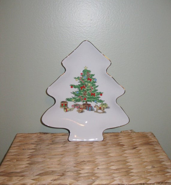 Christmas Tree Candy Dish
 Vintage Christmas Tree Dish Small Plate Candy Dish by