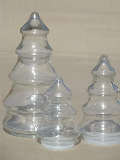 Christmas Tree Candy Jar
 vintage Christmas tree candy jars lot glass trees holiday