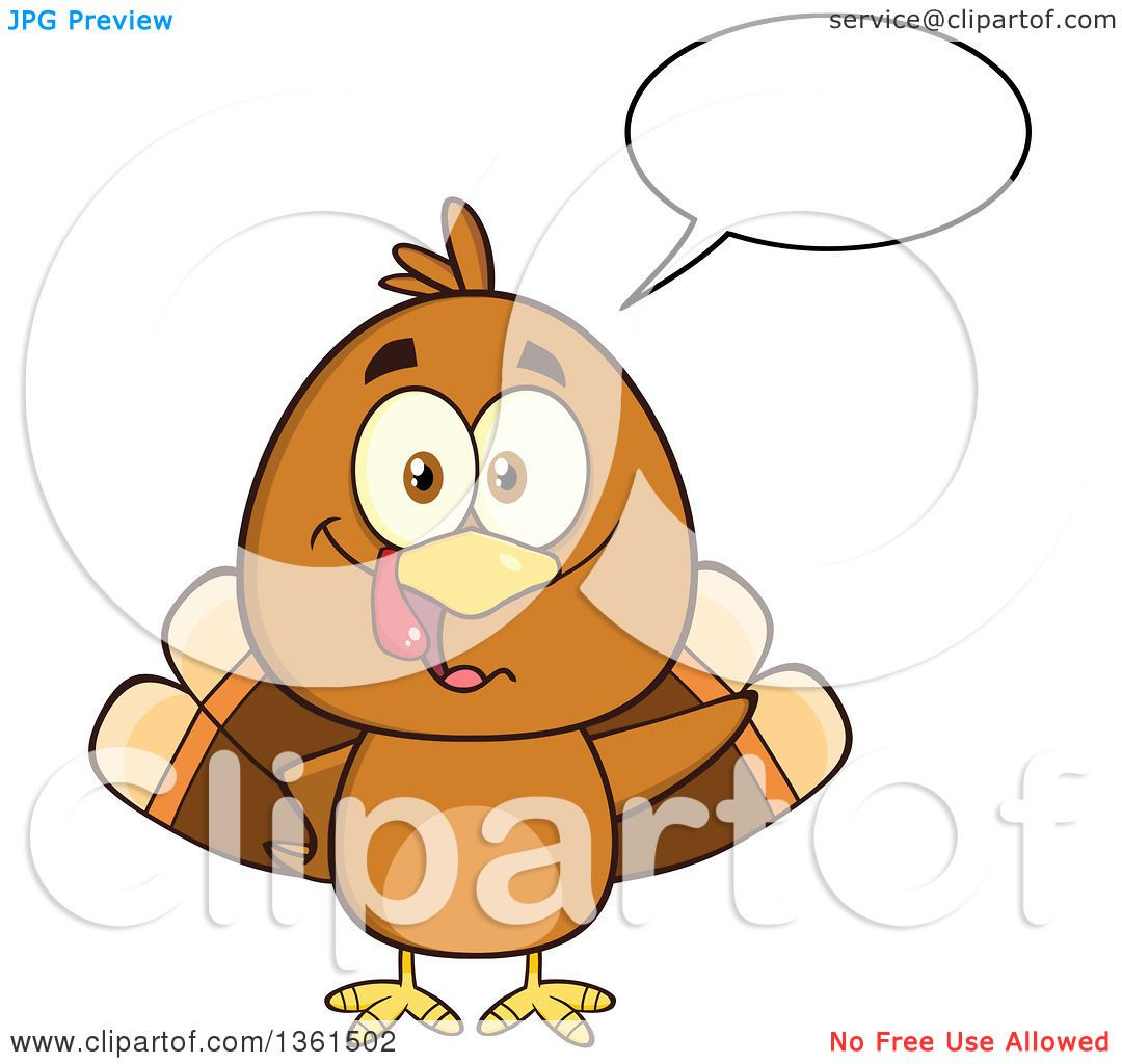 Cute Thanksgiving Turkey
 Clipart of a Cartoon Cute Thanksgiving Turkey Bird Talking