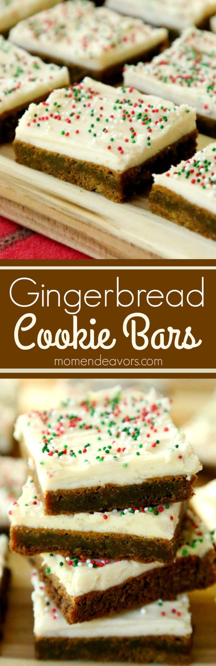 Delicious Christmas Desserts
 Soft & chewy gingerbread cookie bars with cream cheese