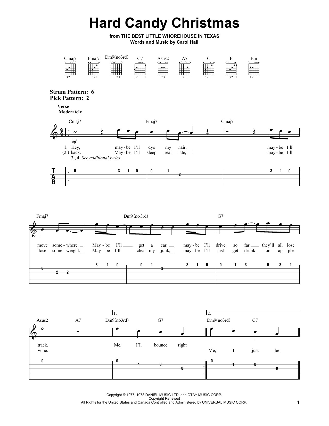 Dolly Parton Hard Candy Christmas Lyrics
 Hard Candy Christmas by Dolly Parton Easy Guitar Tab