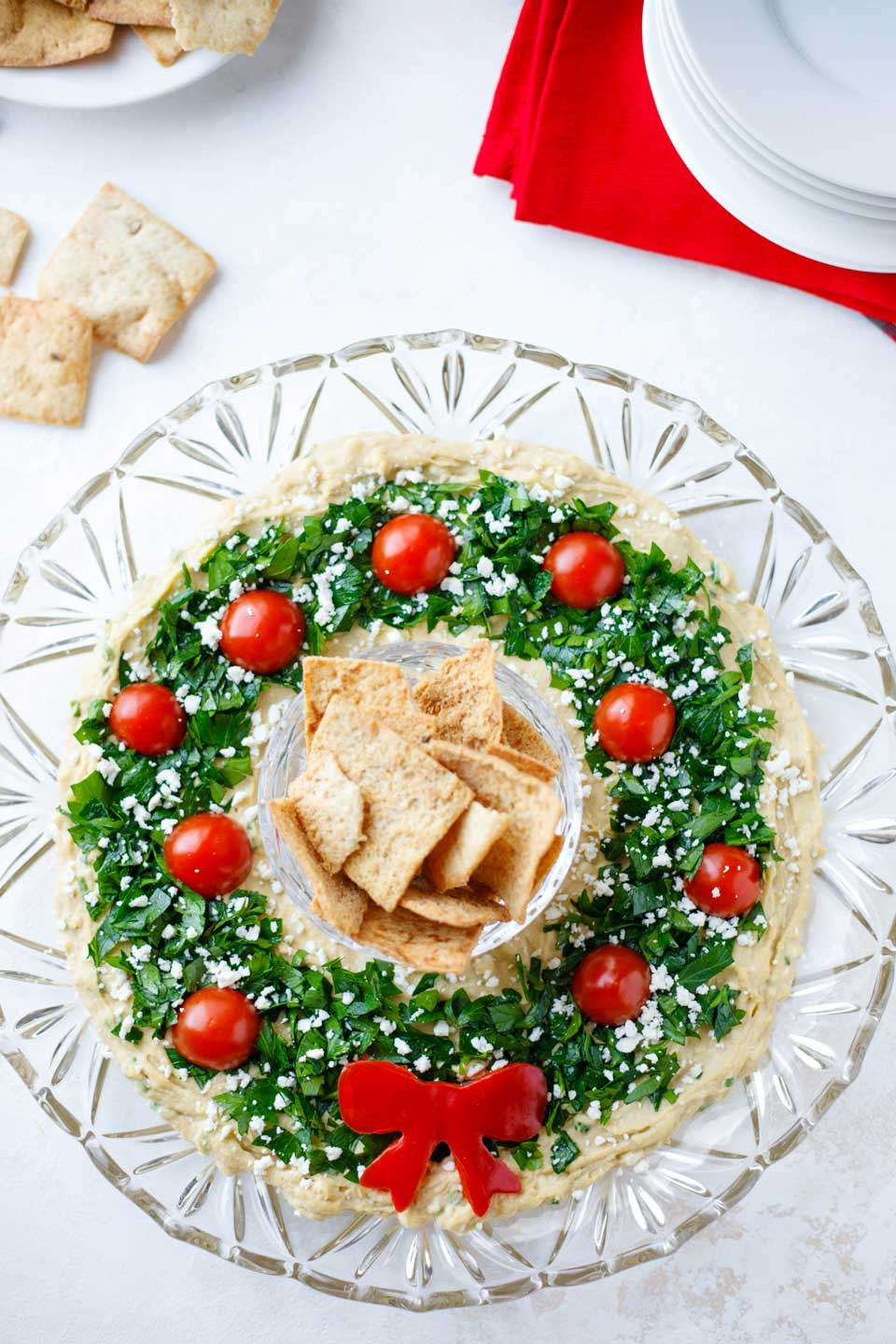 Easy Christmas Party Appetizers
 Easy Christmas Appetizer "Hummus Wreath" Two Healthy