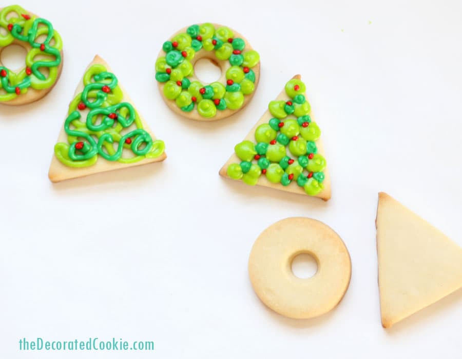 Easy Decorative Christmas Cookies
 simple Christmas wreath and tree cookies easy holiday cookies