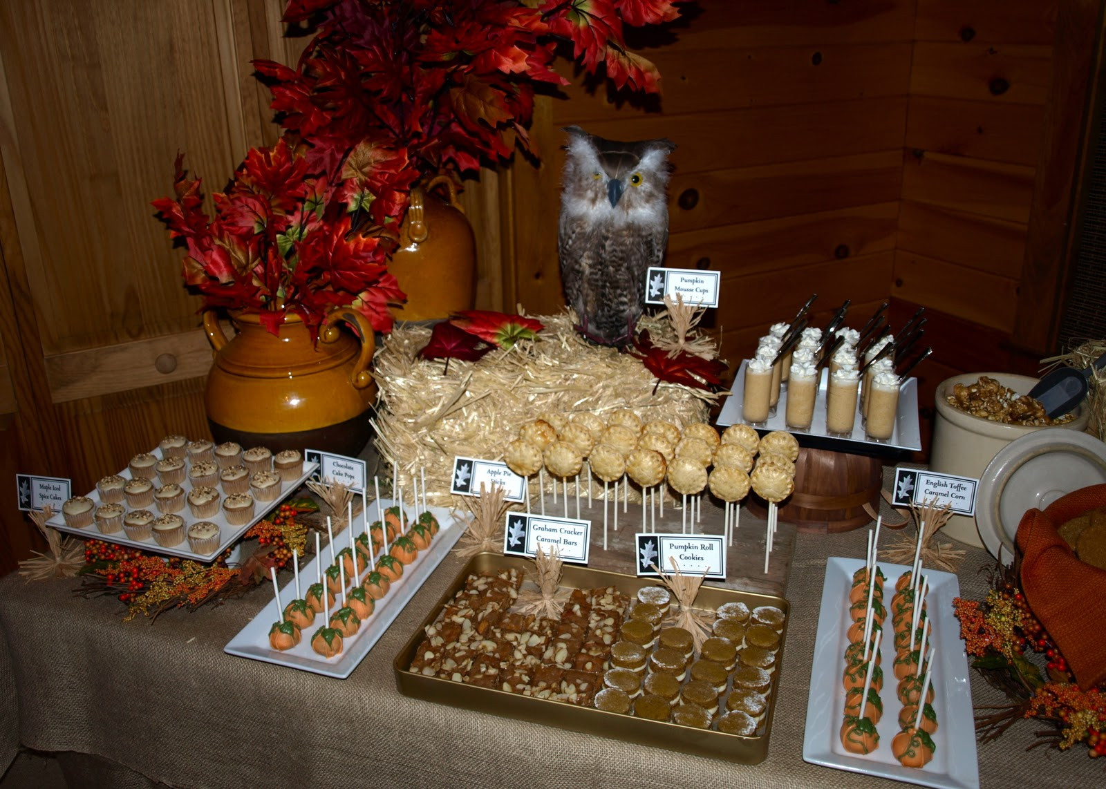Fall Theme Desserts
 a party style fall festival dessert table