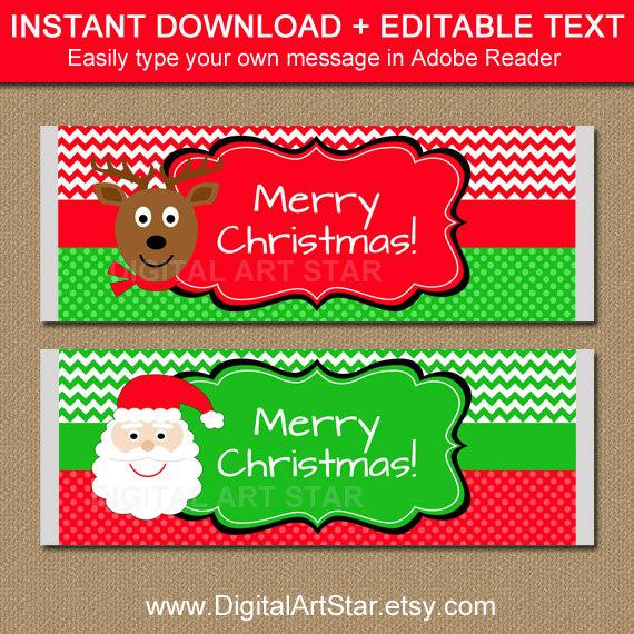 Free Printable Christmas Candy Bar Wrappers
 EDITABLE Christmas Chocolate Bar Wrappers Printable