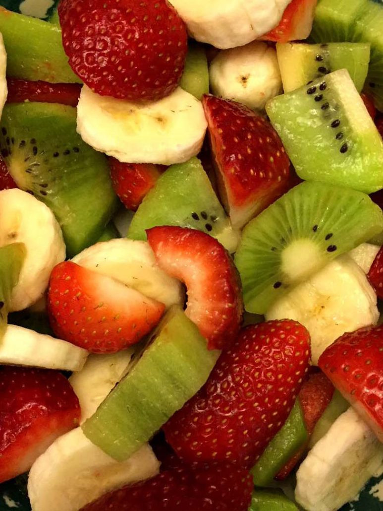 Fruit Salads For Christmas
 Christmas Fruit Salad With Strawberries Kiwis and Bananas