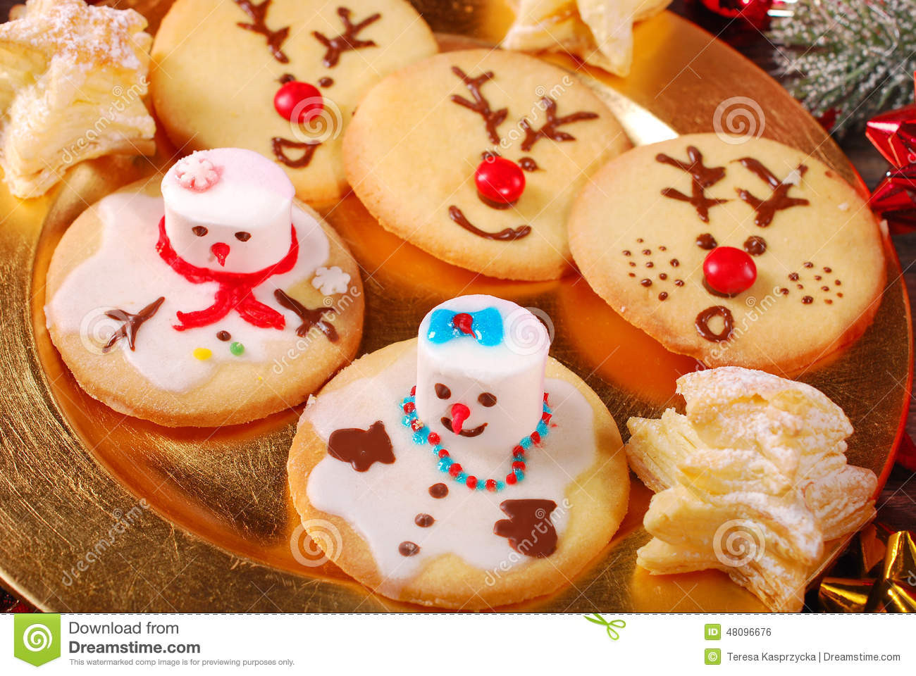 Funny Christmas Cookies
 Funny Christmas Cookies Made By Kids Stock Image