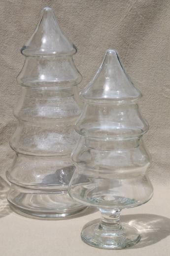 Glass Christmas Tree Candy Jar
 lot of Christmas glassware Houze glass tumblers holly