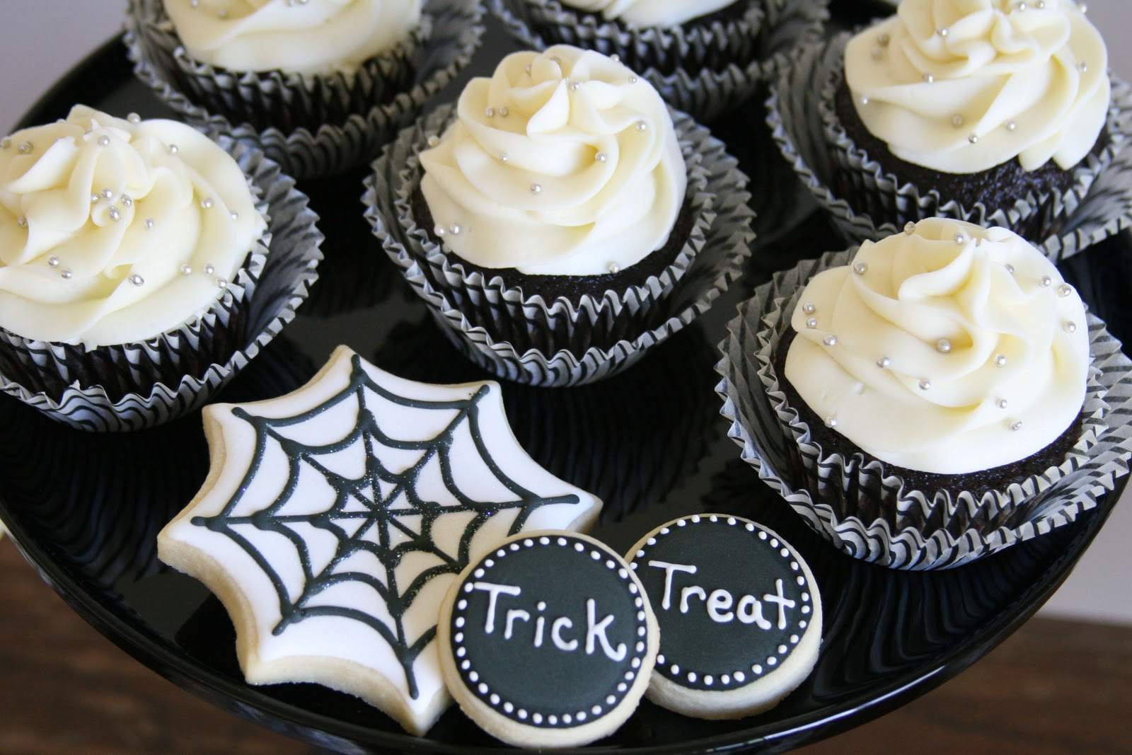 Halloween Cookies And Cupcakes
 Black and White Halloween Dessert Table – Glorious Treats