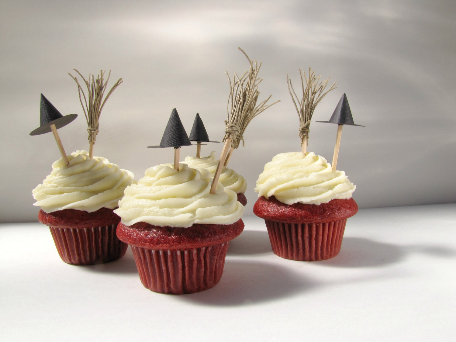 Halloween Cupcakes Decorations
 Halloween Cupcake Toppers Witch hats and brooms cupcake