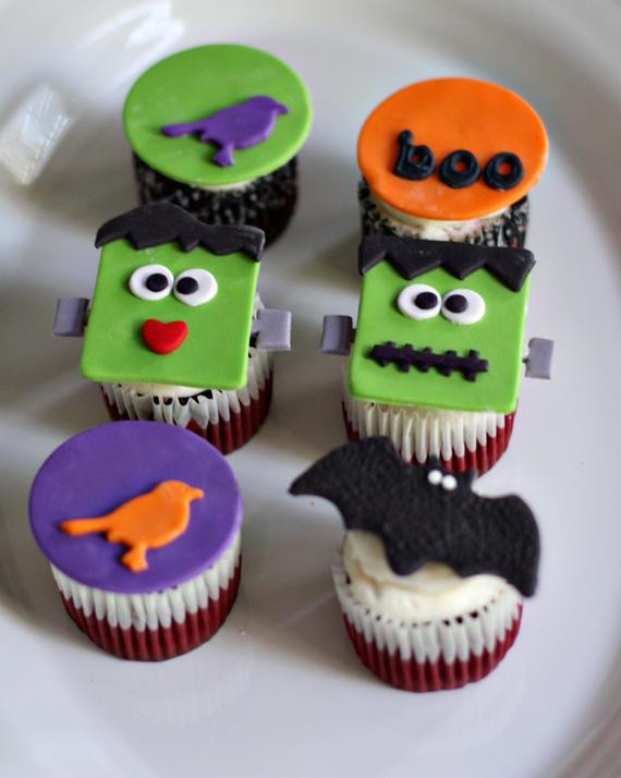Halloween Cupcakes Decorations
 Halloween Fondant Halloween and Frankenstein Toppers for