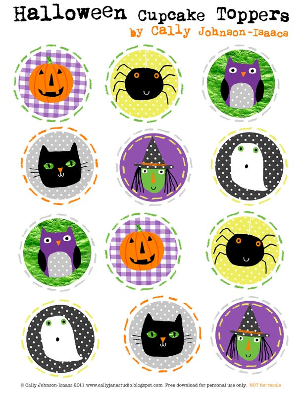 Halloween Cupcakes Toppers
 We Love to Illustrate Happy Halloween Cupcake Toppers