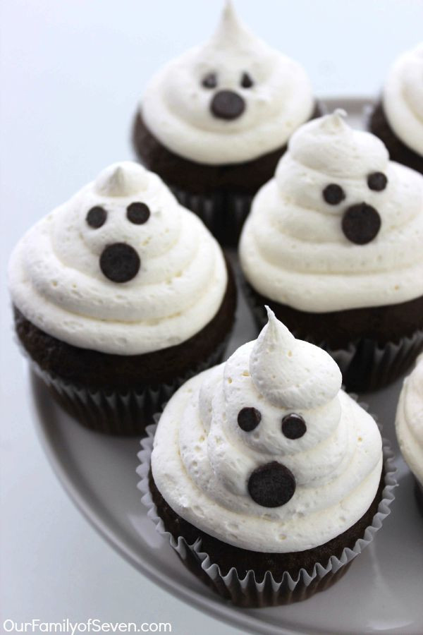 Halloween Ghost Cupcakes
 Marshmallow Ghost Cupcakes OurFamilyofSeven