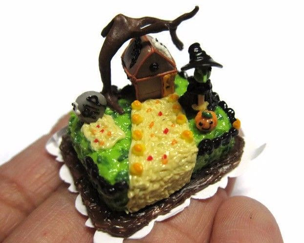 Halloween Sheet Cakes
 Dollhouse Miniatures Halloween Witch House Sheet Cakes