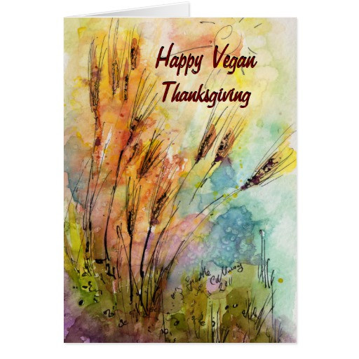 Happy Vegan Thanksgiving
 Happy Vegan Thanksgiving Card Watercolor Painting
