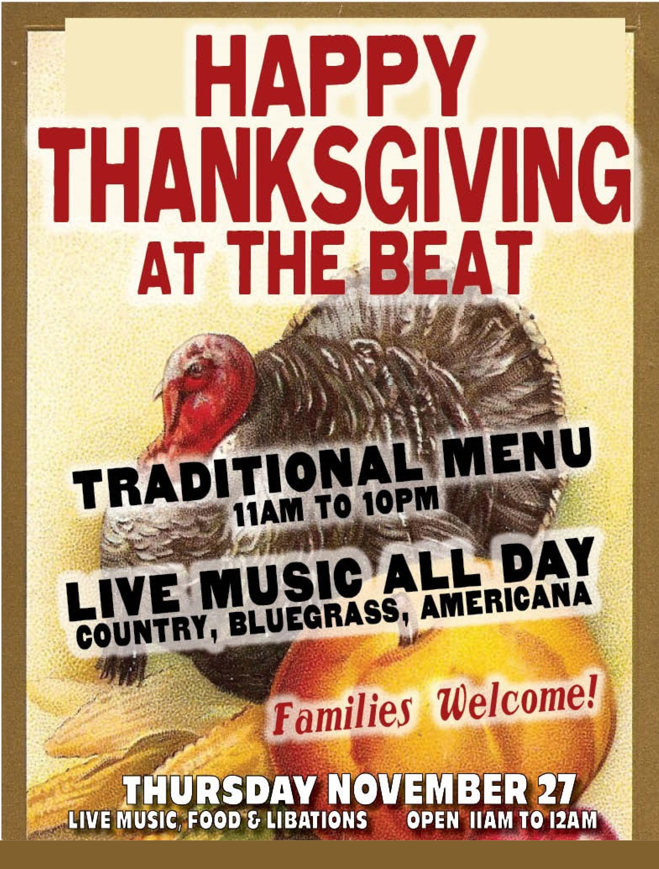 I Will Survive Thanksgiving Turkey Song
 The Beat Celebrates Thanksgiving with Special Menu and