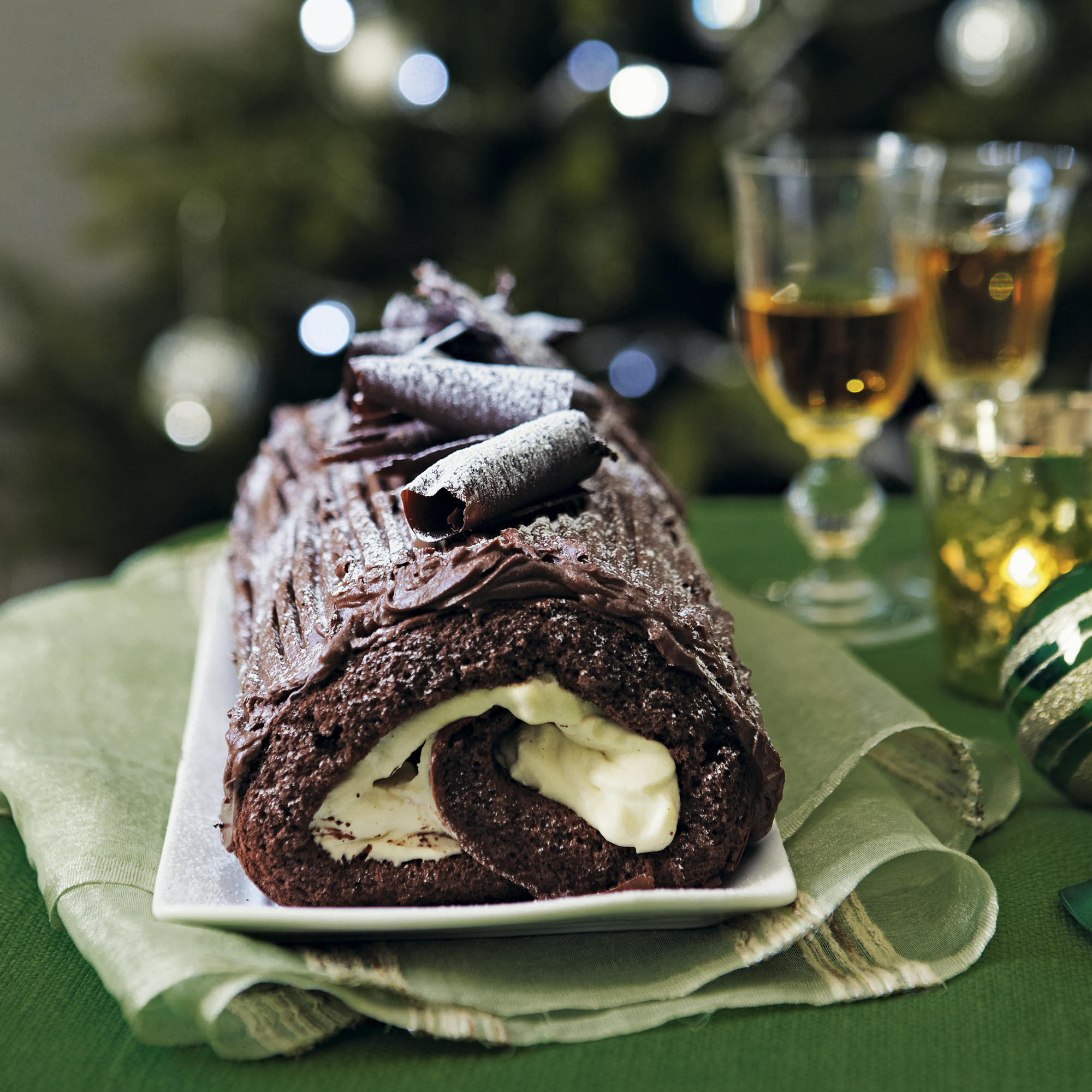 Irish Christmas Desserts
 Christmas Chocolate Log with Irish Cream Filling Woman