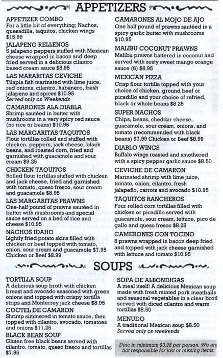 Las Margaritas O'Fallon Menu
 Las Margaritas Menu Menu for Las Margaritas Covington