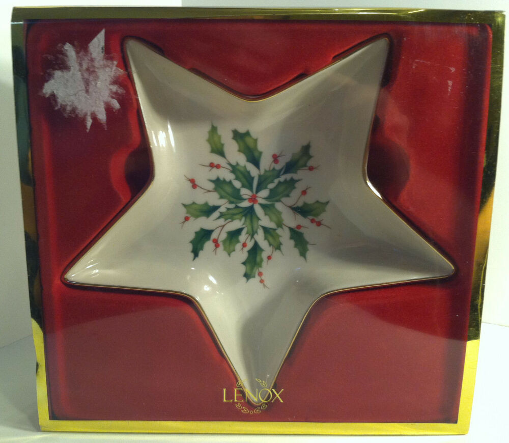 Lenox Christmas Candy Dish
 LENOX HOLIDAY STAR CANDY DISH HOLLY & BERRIES NIB