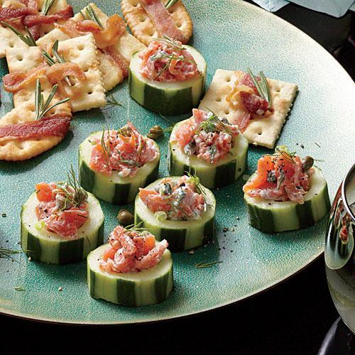 Light Christmas Appetizers
 Smoked Salmon Salad in Cucumber Cups Throw a Holiday