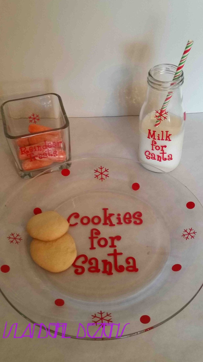 Milk And Cookies Christmas Song
 Santa Claus Cookie Plate Milk Jug w Festive Straw & Reindeer