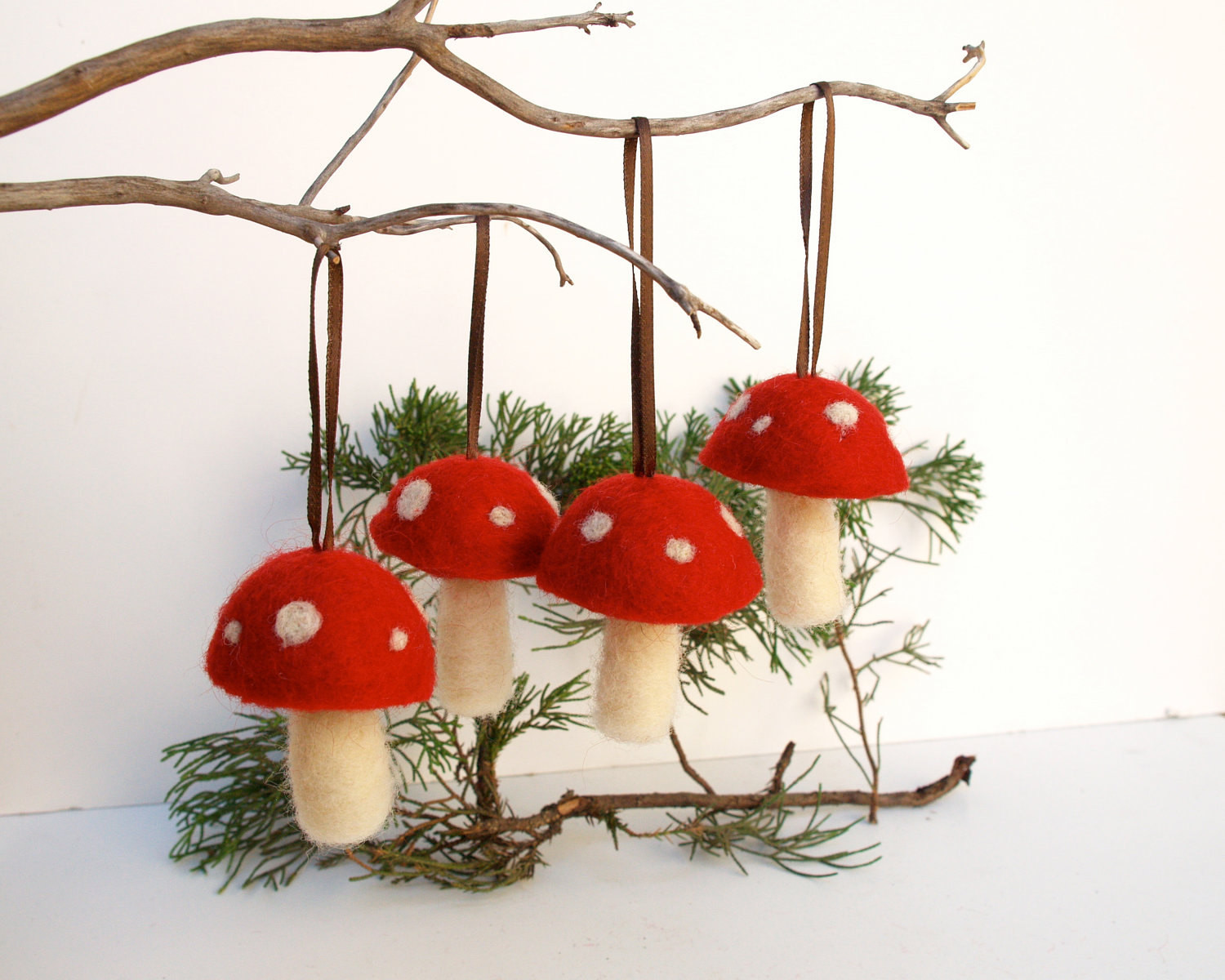 Mushrooms And Christmas
 Waldorf Ornaments red toadstool mushroom decoration woodland