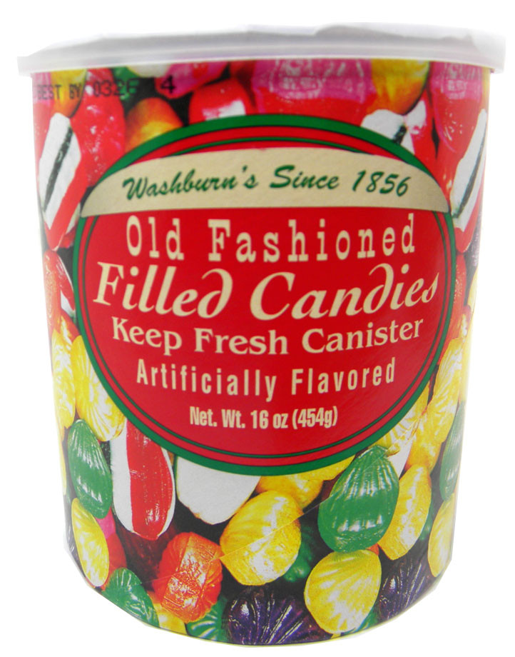 Old Fashioned Filled Christmas Candy
 Old Fashioned FILLED Candy 16oz Can Washburn s red