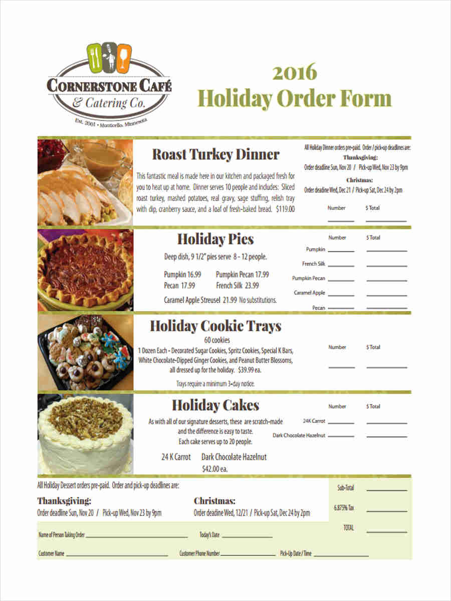 Order Christmas Dinner
 6 Dinner Order Form Free Documents in Word PDF