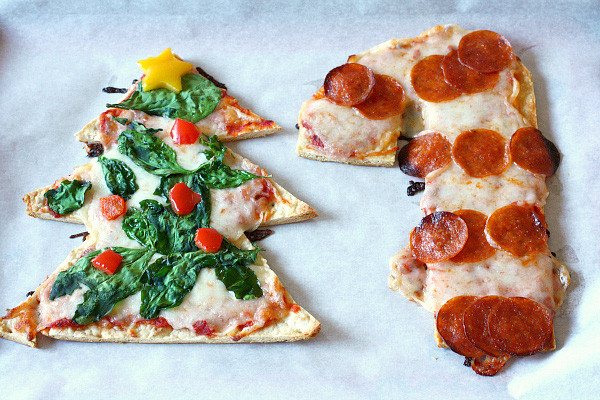 Pizza Dough Christmas Tree
 Christmas tree and candy cane shaped pizzas