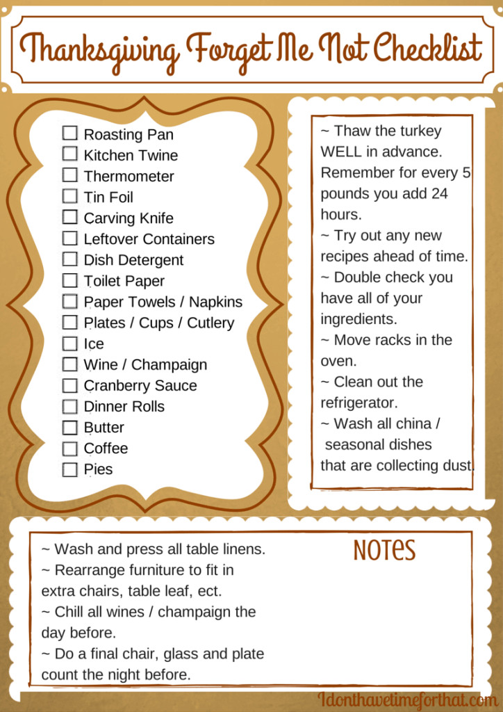 Planning Thanksgiving Dinner Checklist
 Don t For Another Thing This Thanksgiving I Don t