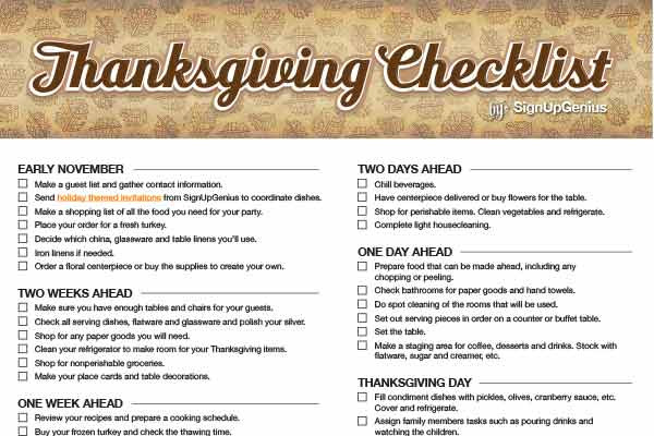 Planning Thanksgiving Dinner Checklist
 Thanksgiving Checklist Plan A Low Fuss Feast