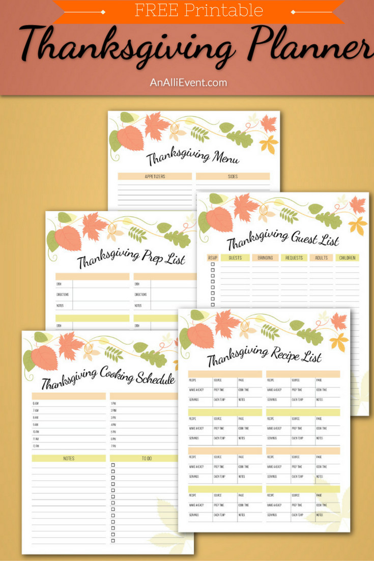 Planning Thanksgiving Dinner Checklist
 FREE Thanksgiving Planner Printable An Alli Event