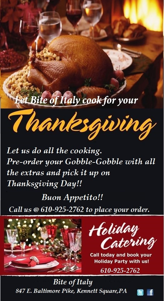 Pre Order Thanksgiving Turkey
 Skip the Cooking This Holiday Book Bite of Italy to Cook