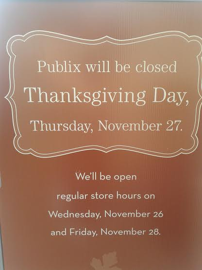 Publix Thanksgiving Dinners
 Publix Holiday Hours Thanksgiving