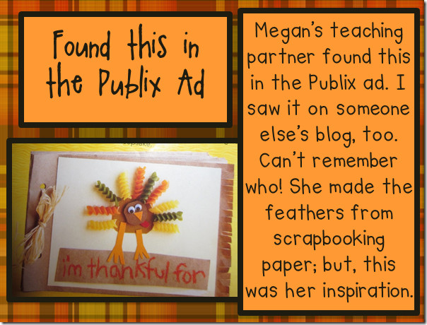 Publix Thanksgiving Turkey
 KinderGals Publix Turkey Craft Writing Activity