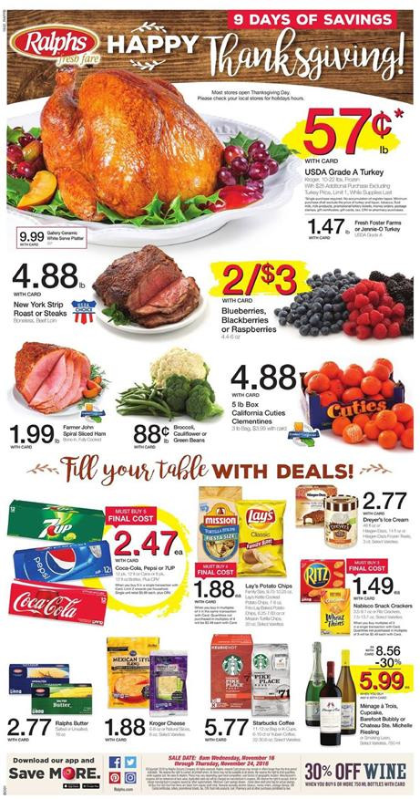 Ralphs Thanksgiving Dinners
 Ralphs Weekly Ad Nov 16 24 2016 Thanksgiving