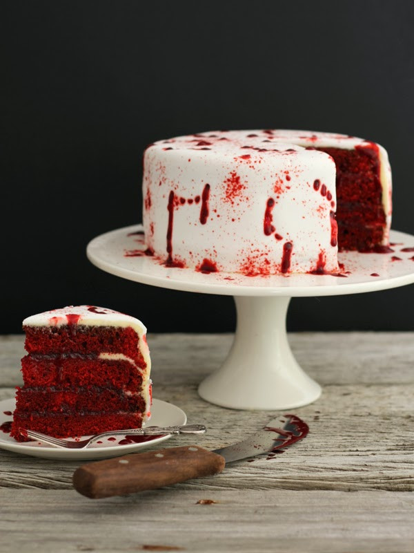Red Velvet Halloween Cake
 butter hearts sugar Vamp Attack Halloween Cake