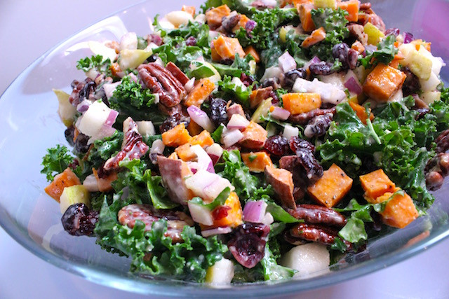 Salads For Thanksgiving Dinner
 Thanksgiving Kale Salad with Maple Lemon Tahini Dressing