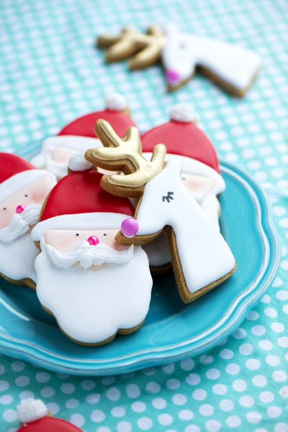 Santa Christmas Cookies
 Gilded Reindeer & Santa Gingerbread Cookies