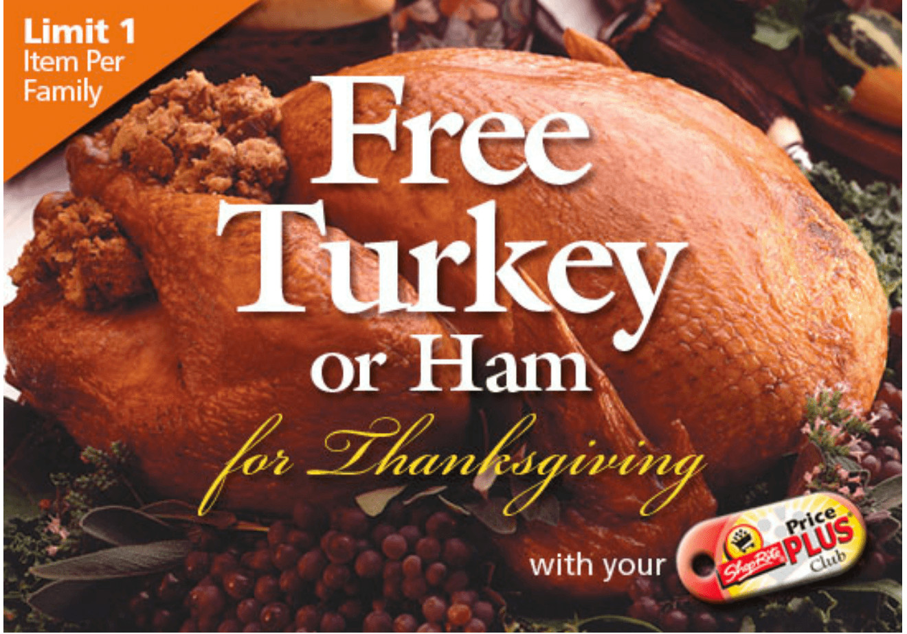 Shoprite Thanksgiving Dinner
 ShopRite FREE Turkey or Ham Holiday fer fer is Back
