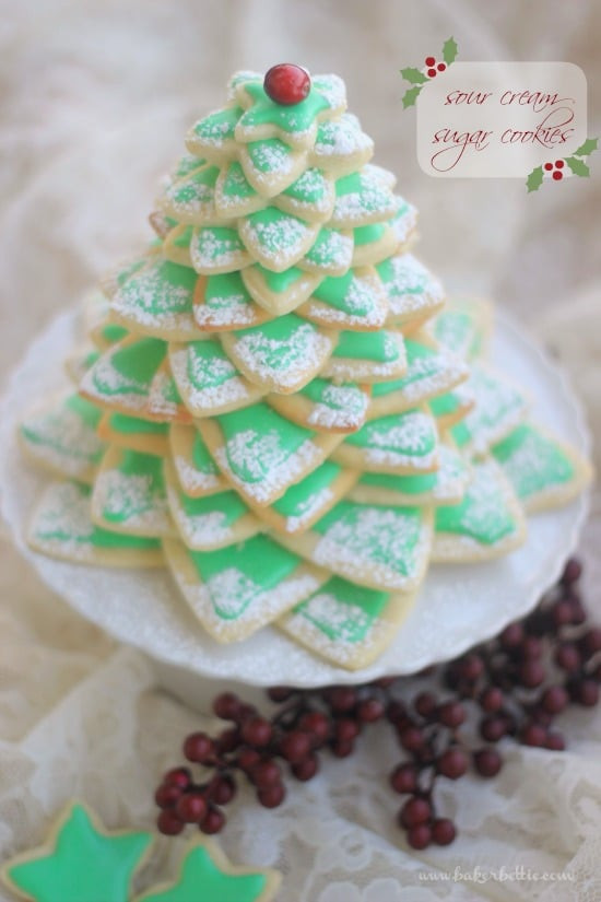 Sour Cream Christmas Cutout Cookies
 Cookie Christmas Tree Sour Cream Sugar Cookies Baker Bettie
