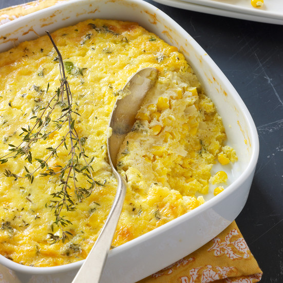 Southern Thanksgiving Side Dishes
 Fall Corn Pudding with White Cheddar and Thyme Recipe