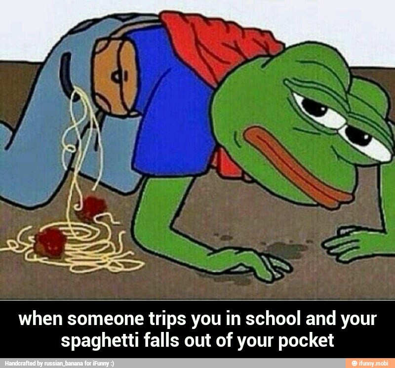 Spaghetti Falling Out Of Pocket
 I Hate School Funny