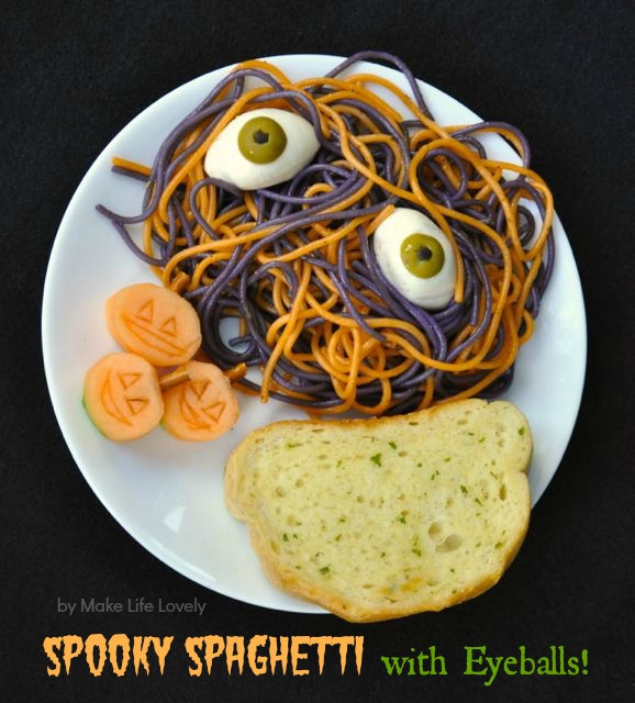 Spooky Halloween Dinners
 Spooky Spaghetti with Eyeballs Pasta Recipe Make Life Lovely