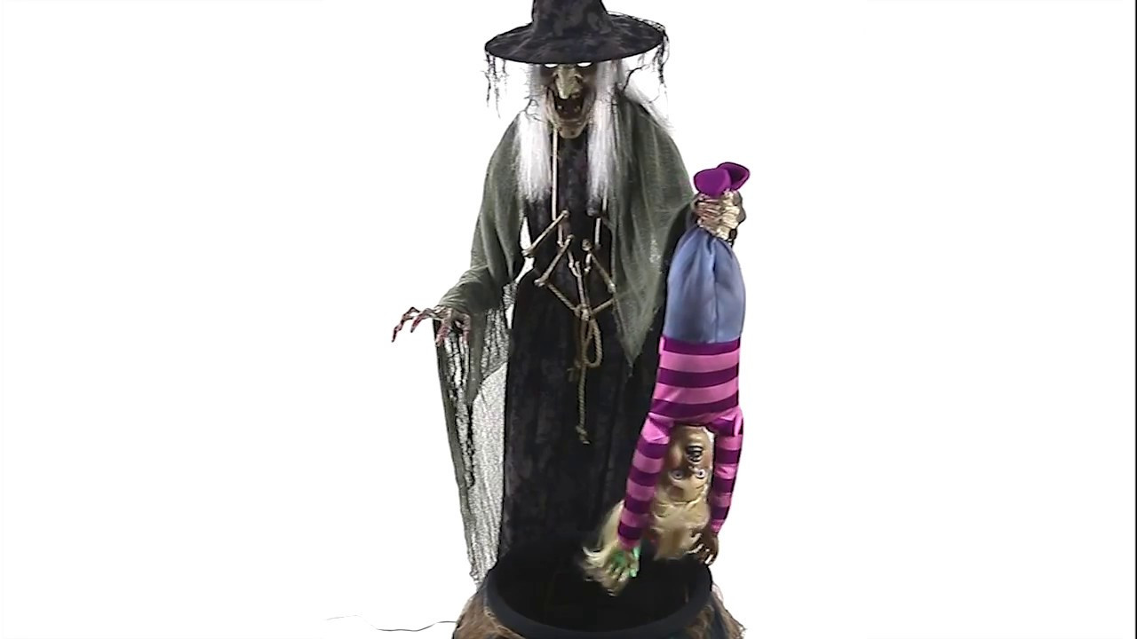 Stew Brew Witch And Child Animated Halloween Decoration
 Stew Brewing Witch Animated Prop MR