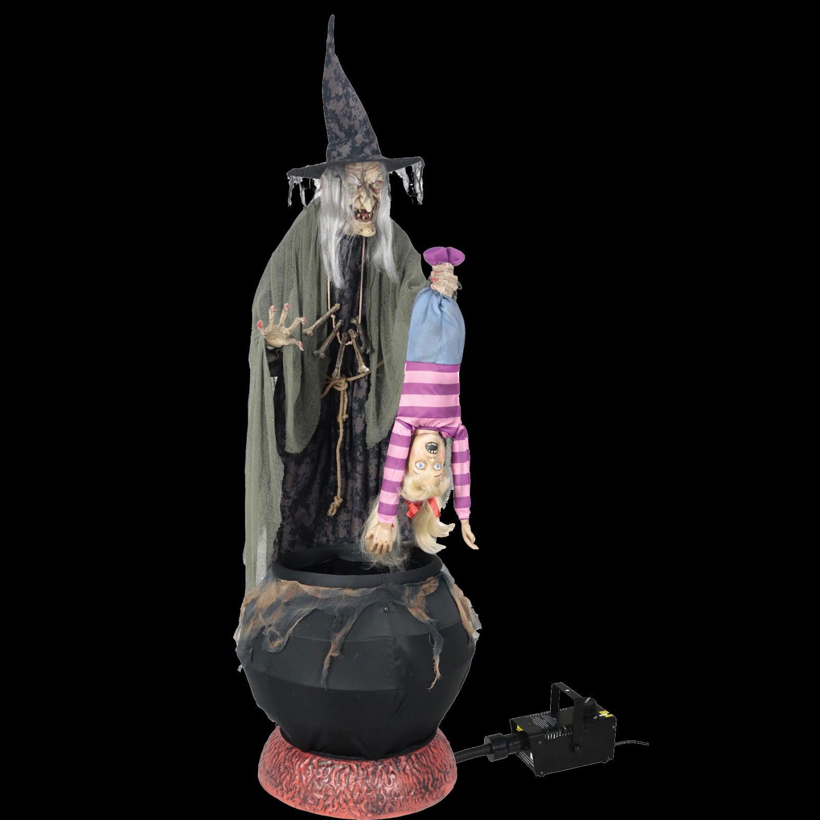 Stew Brew Witch And Child Animated Halloween Decoration
 HORROR HALL Gothic Cheap Halloween Props and Costume