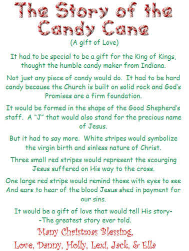 Story Of The Candy Cane At Christmas
 Baby Jesus Nativity Party and Candy Cane Favors