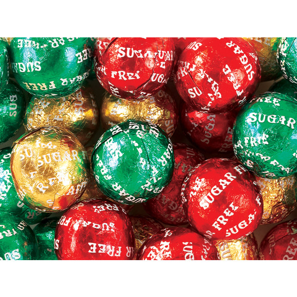 Sugarfree Christmas Candy
 Christmas Foiled Sugar Free Chocolate Balls 5LB Bag
